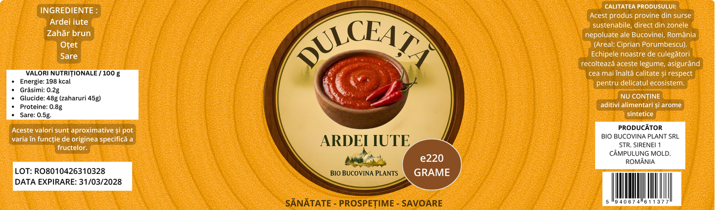 Dulceata de Ardei Iute - 220g