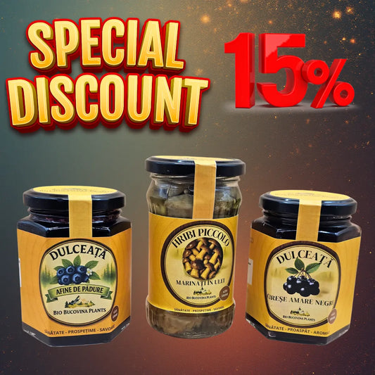 TAINA CODRULUI – Pachet Gourmet cu Dulceață de Pădure și Hribi Sălbatici din Bucovina