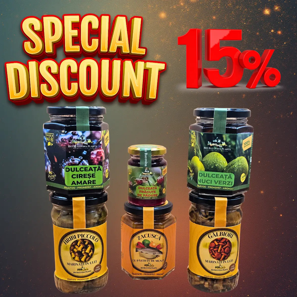 Colecția Premium de 6 Stele Bio Bucovina Plants Pachet Gourmet de 6 specialități